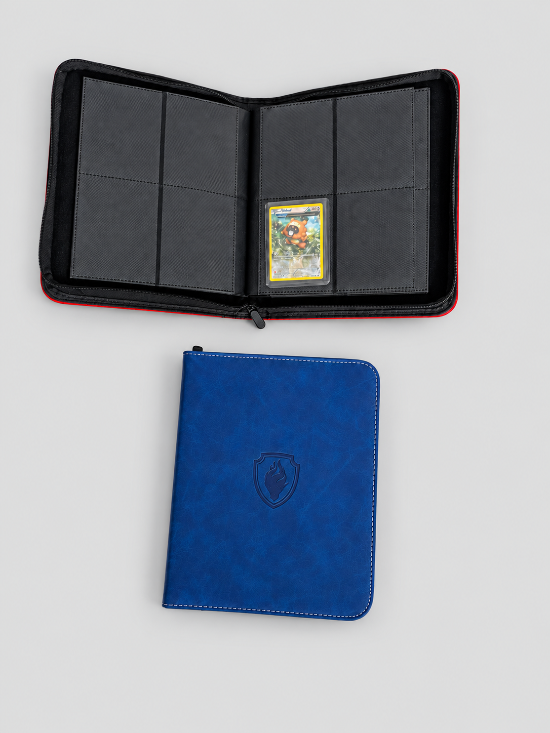 Binder 4 pocket toploader | Blue premium high-quality suéde look BPA-free PVC